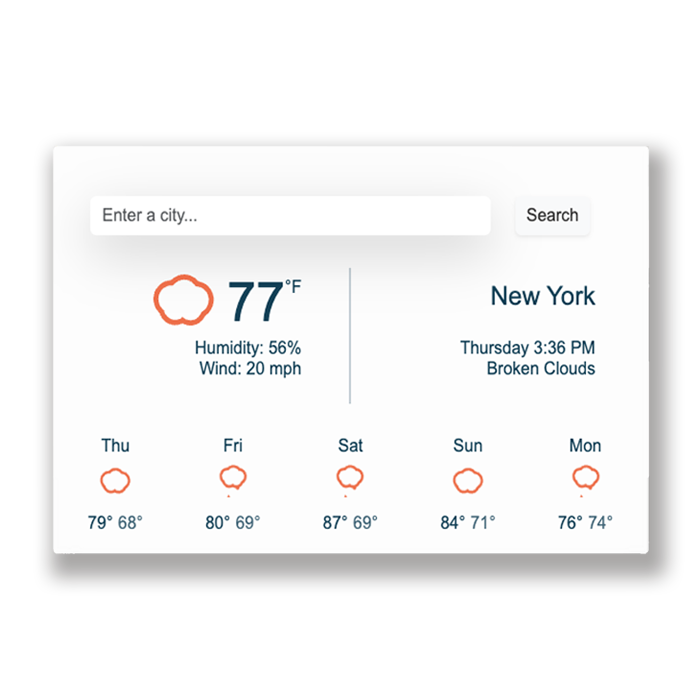 Weather App designed, developed, and deployed by Front-End Developer, Chelsea Koenig